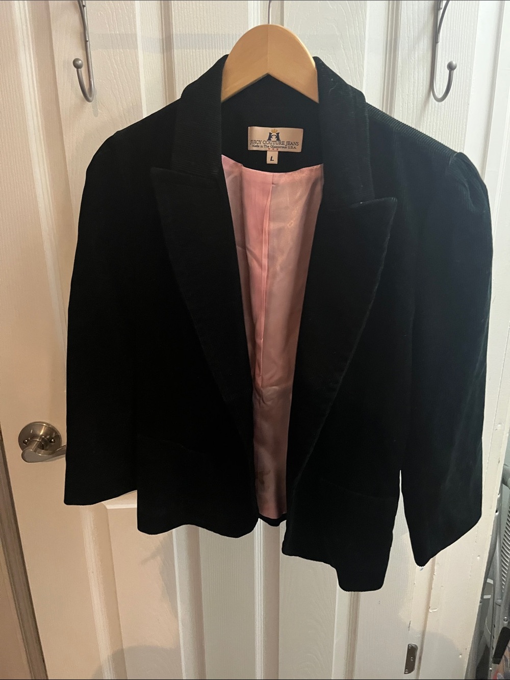Juicy Couture Black Velvet Blazer with Pink Lining
